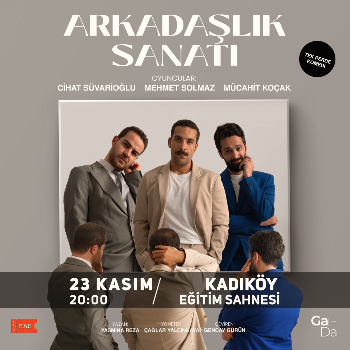 Arkadaşlık Sanatı 23 Kasım Cumartesi 20:00 Kadıköy Eğitim Sahnesi-Moda’da.

Biletler: biletinial.com/tr-tr/tiyatro/…

#arkadaşlıksanatı #gadatiyatro