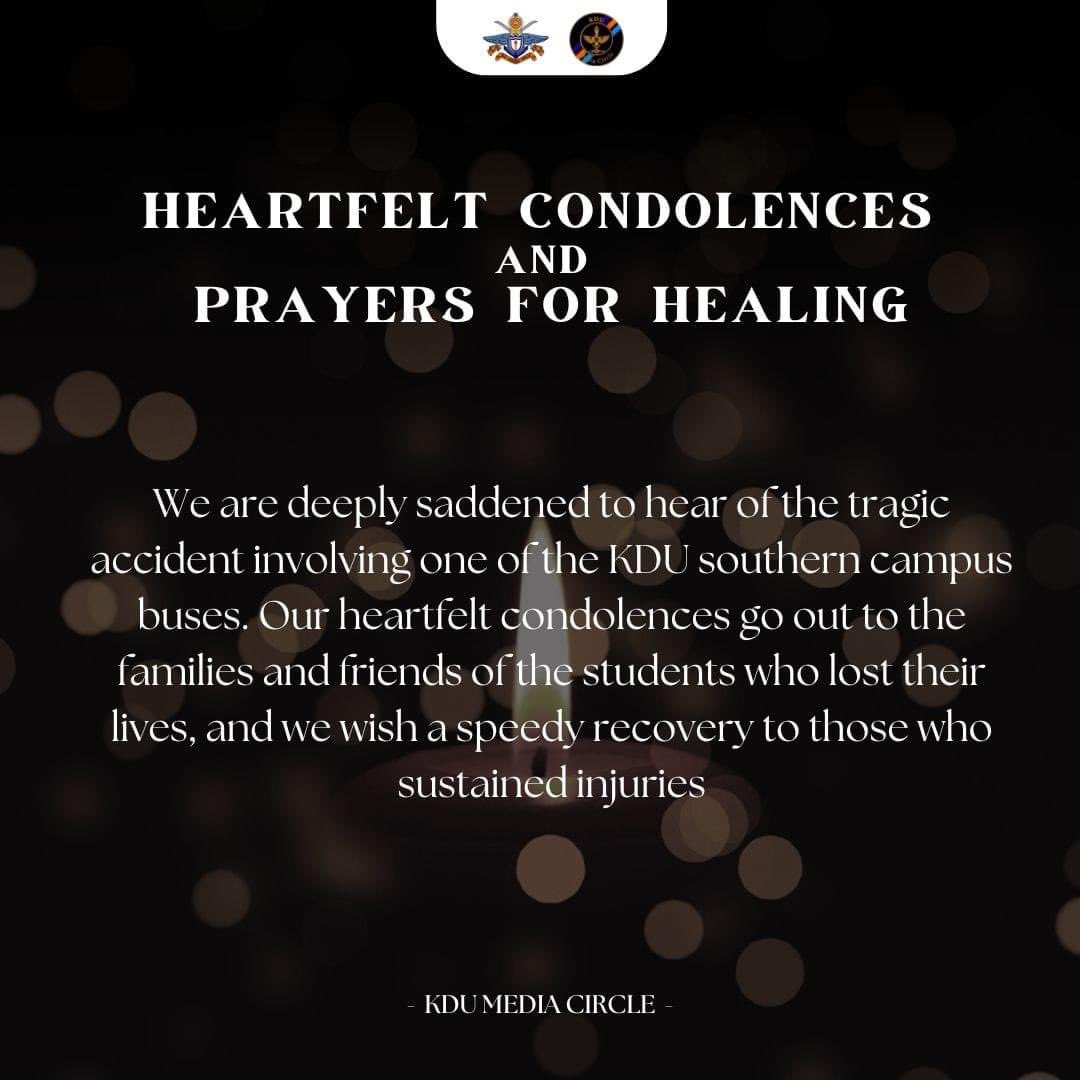 Devastating to hear about the news of the accident which involves the bus carrying students from General KDU. 

Deepest condolences to the families who lost their loved ones and wishing speedy recovery for those injured.

📷| Media Circle
