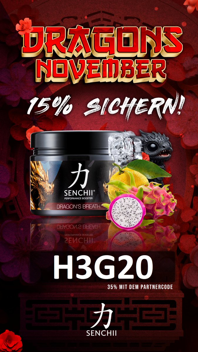 Im November dreht sich alles um das aufregende Produkt „Dragon's Breath“. Nutze die Gelegenheit (mit unserem Code:H3G20), Dragon's Breath zu probieren und erlebe, wie es deine Sinne belebt! Besuche Senchii in unserem Partner Shop, um von exklusiven Nov-Angeboten zu profitieren.