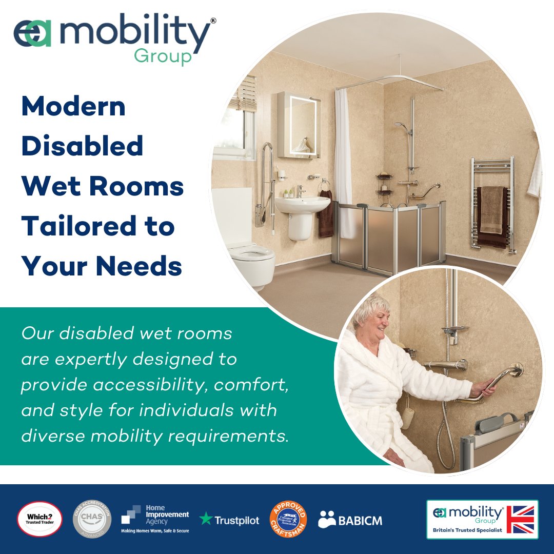 eamobility's tweet image. Transform your space with a modern disabled wet room designed for accessibility, comfort, and style. Tailored to meet diverse mobility needs, our wet rooms ensure ease and independence without compromising on aesthetics.
eu1.hubs.ly/H0dbH030
#AccessibleLiving #WetRoomDesign