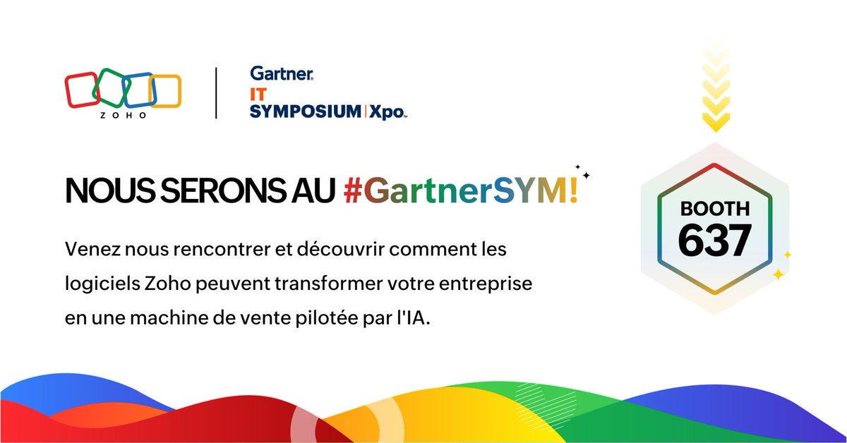 Allez-vous à #GartnerSYM à Barcelone la semaine prochaine ? 👋 

Rendez-vous au stand 637 pour découvrir comment nos solutions d'analyse et d'expérience client, alimentées par l'IA, peuvent transformer votre entreprise et optimiser chaque interaction.

#GartnerSYM #Zoho