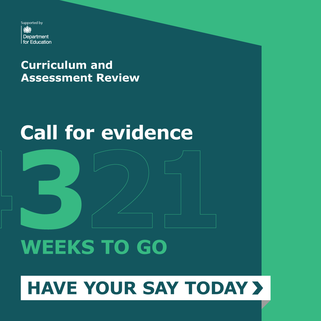Calling all educators, experts, organisations, employers or anyone with an interest in our schools, the curriculum and how our children and young people are assessed.

Help shape the future of education by taking part in our call for evidence 👇
consult.education.gov.uk/curriculum-and…