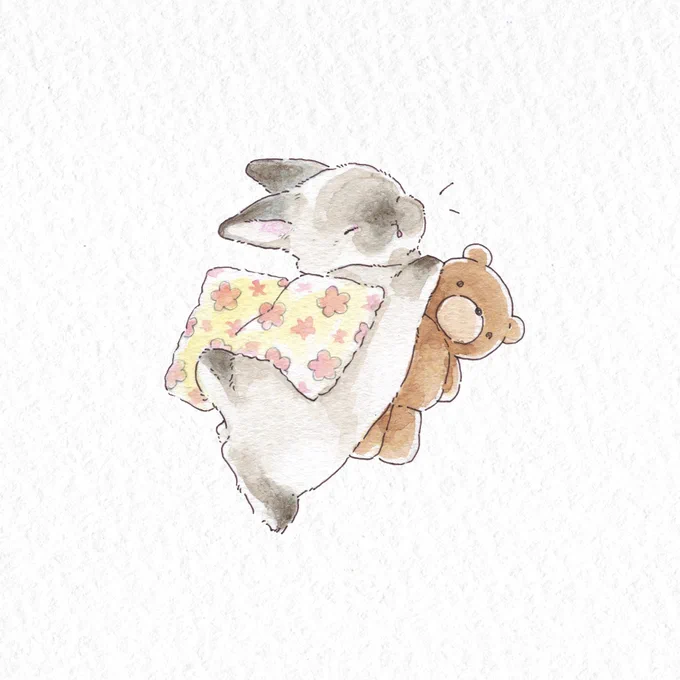 毎日うさぎさんイラスト投稿〜1738日目〜くまさんとねむねむ… 