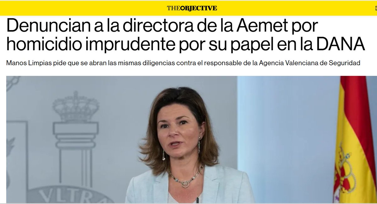 Manos limpias el denunciante favorito del Juez Peinado, por ejemplo, denuncia a la directora de la AEMET por ¡homicidio imprudente! por su papel en la DANA. ¿Nadie puede hacer algo para evitar que esta gente nos devuelva a la Edad Media?
