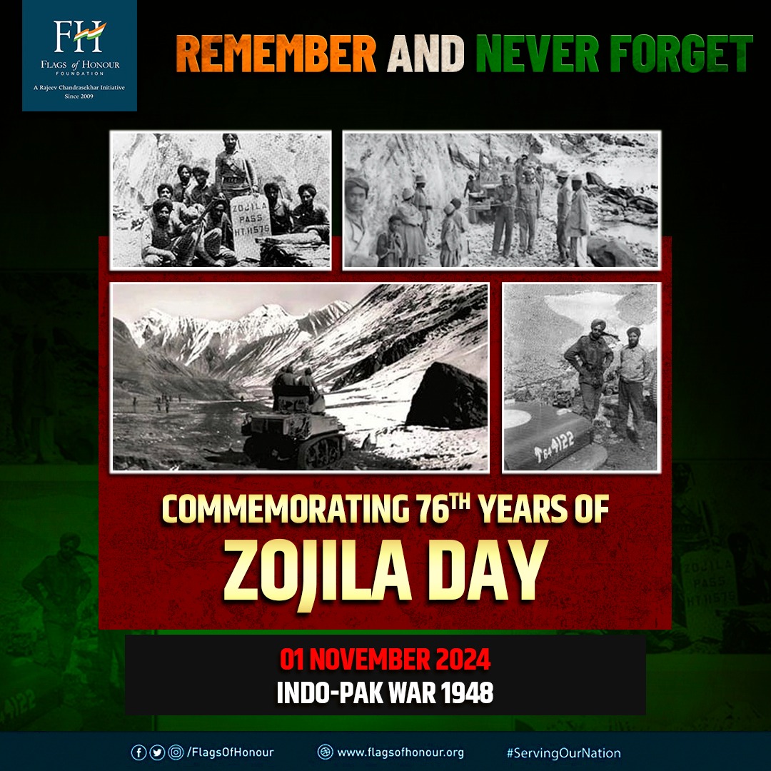 FlagsOfHonour's tweet photo. Commemorating #ZojiLaDay

#OnThisDay 1 November 1948, Indian Army deployed tanks at an altitude of 11,500-feet and recaptured Zoji La Pass during Pakistani regulars and raiders attack.

#RememberAndNeverForget the bravehearts of #OperationBison #ServingOurNation https://t.co/RUOaJ0OL9B