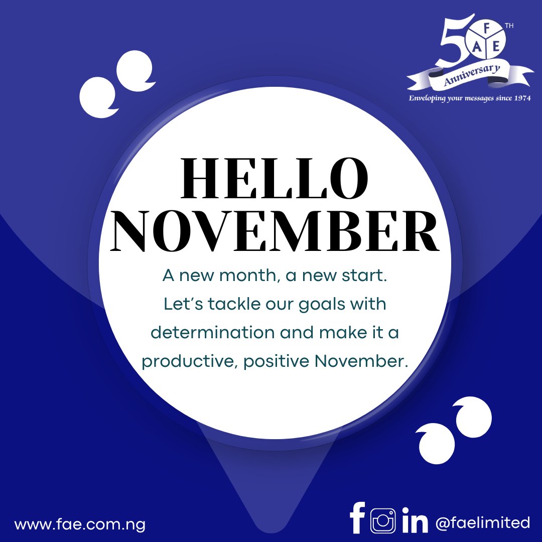 FaeLimited's tweet photo. Hello, November! 🍁 Grateful for the journey so far and energized for what lies ahead. At FAE Limited, our commitment to excellence and sustainability drives us to make a difference every day. Here’s to new achievements and memorable milestones with our community!

#HappyNovember https://t.co/HXVXYz2DP0