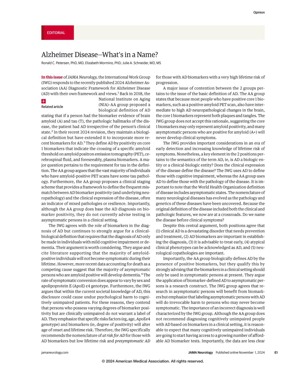 Editorial: Alzheimer Disease—What’s in a Name? #CTAD24 ja.ma/3YIyLyu