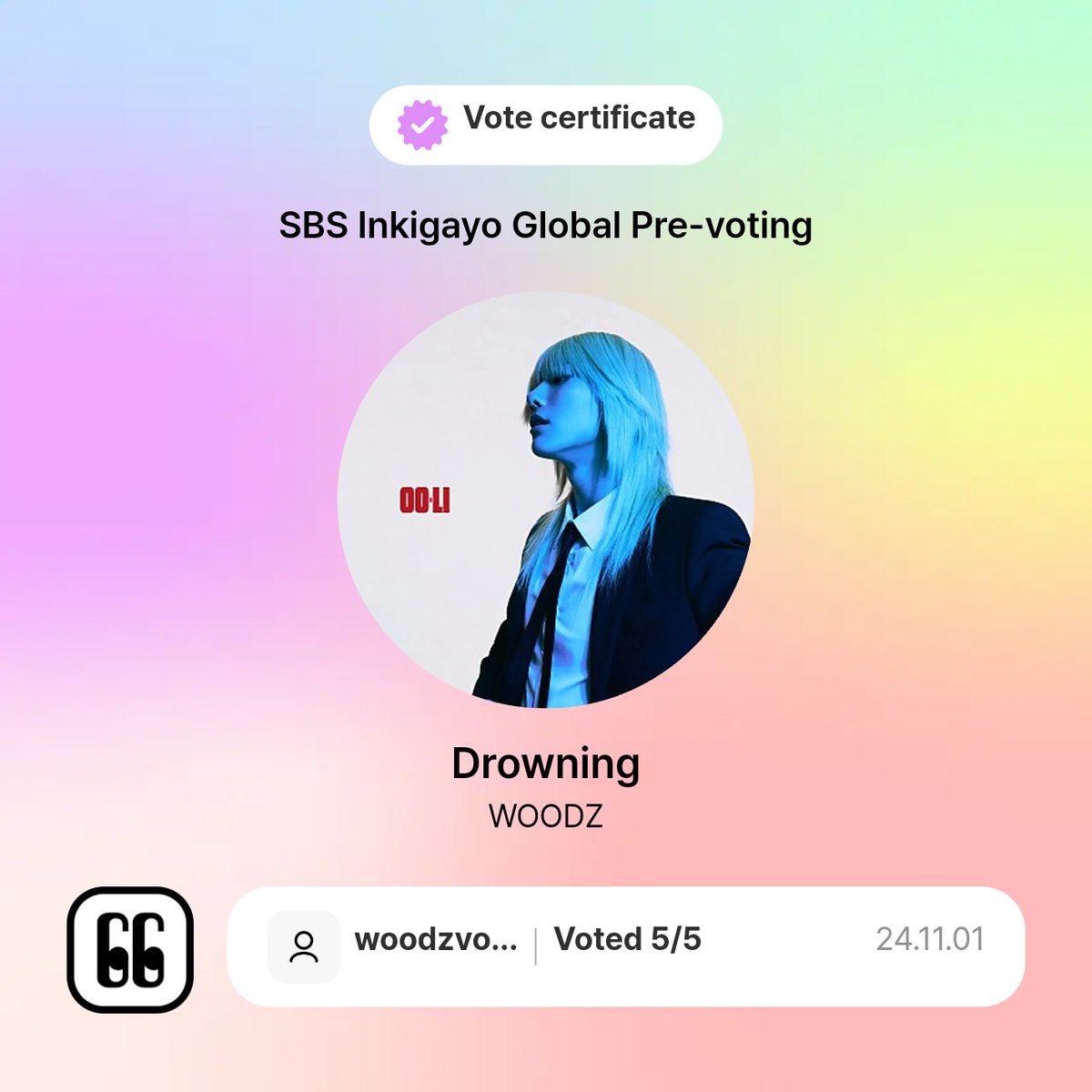 WOODZVotingTeam's tweet photo. 5/5 ✔️
#DROWNING #드라우닝 
#WOODZ #우즈 https://t.co/mTeYPamjbT