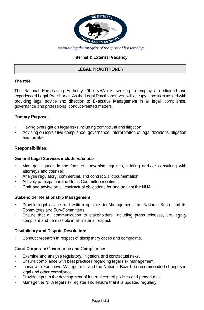 NHASouthAfrica's tweet photo. ➡️ The NHA has an open position for a dedicated &amp; experienced Legal Practitioner. 

⚠️ The closing date for applications is Friday, 15 November 2024, at 16H00. 

⬇️ Please see below for further details: https://t.co/3GhW467baX