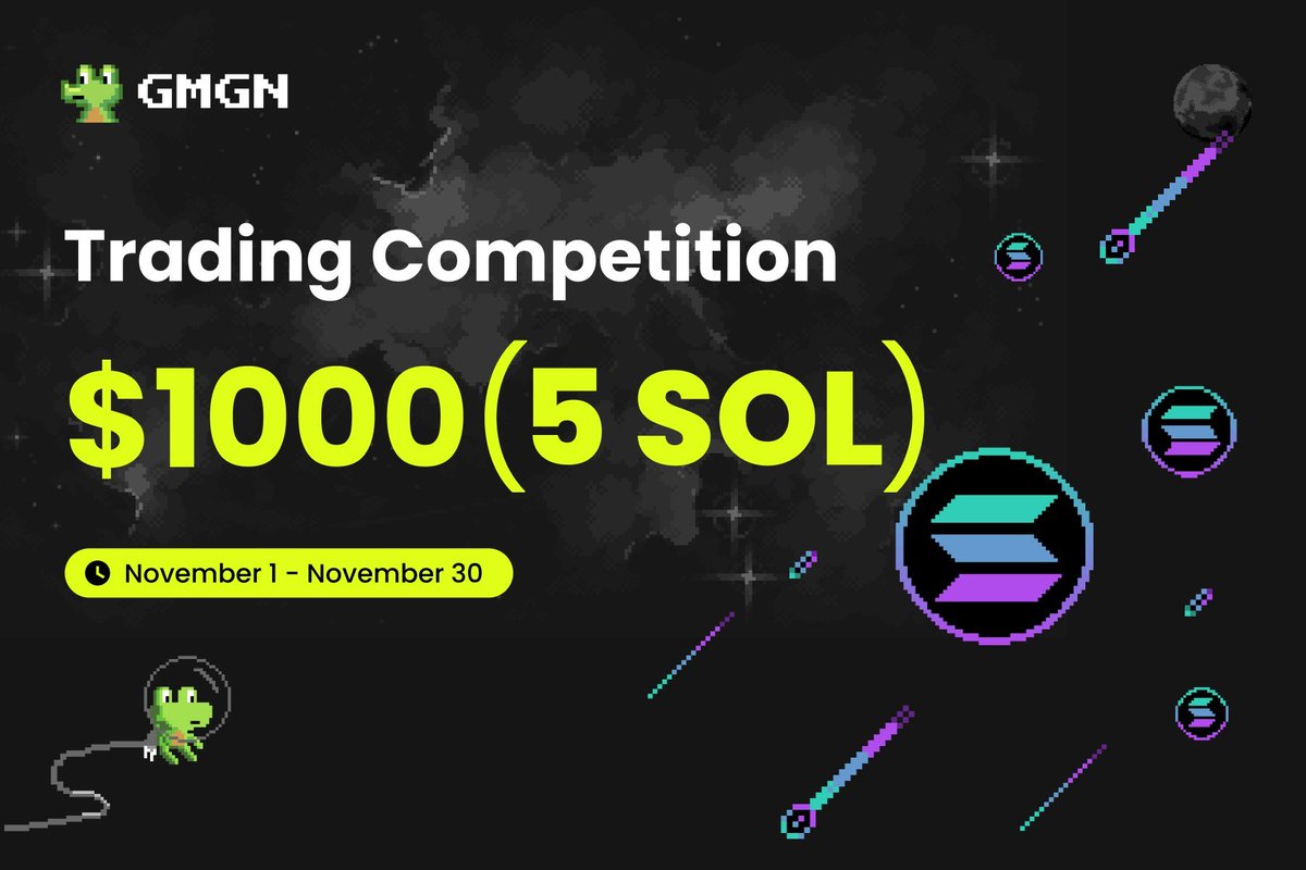 🎉🎉GMGN November Trading Competition is here! ! ! 🥳 Super value rewards  are waiting for you to collect 📅 Activity time: throughout November 🎁  Prizes: 5 winners, each with a bonus of