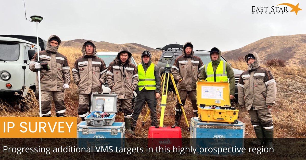 The Aurora Geophysics team have been out in in the field starting #EST’s IP survey on our VMS licences in🇰🇿

The first surveys are being conducted on Talovskoye, which has historically reported resources of 3.9 Mt @ 1.87% Cu, 5.4% Pb, 11% Zn, 0.3 g/t Au &amp; 34.5 g/t Ag.