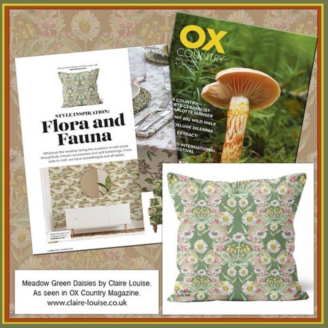 ClaireLouiseH's tweet image. Meadow Green Bloom Cushion as seen in @ox_country Magazine.
 @pressloft claire-louise.co.uk/product/meadow…
•••
#outdoorcushions #indoorcushions #greenpattern #greendecor #interiordesign  #cushioncovers #oxcountrymagazine #oxcountry #outdoorliving #cushions #daisies #happyfriday