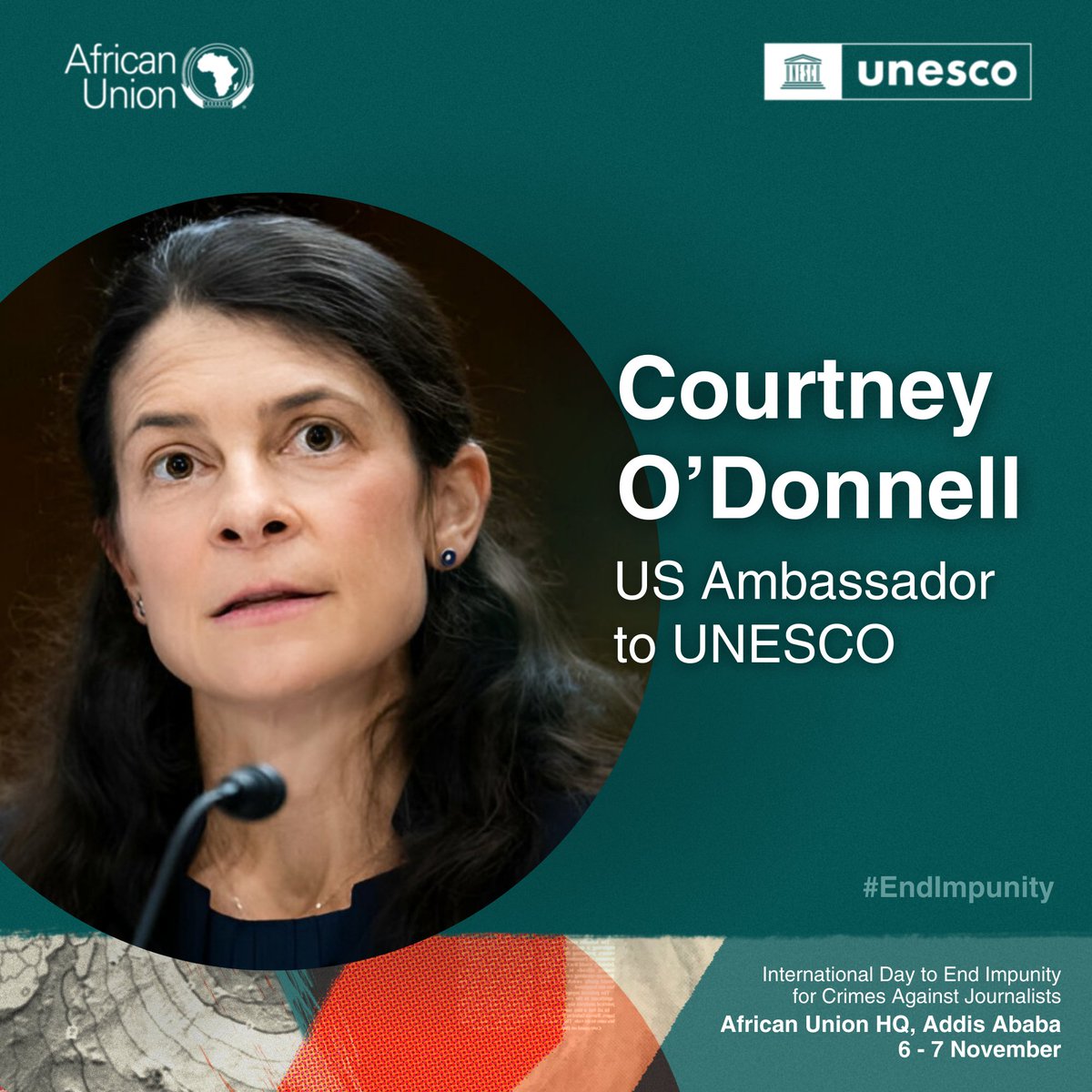 UNESCO_Addis's tweet photo. 📢 5 days to go until the Int'l Day to End Impunity for Crimes Against Journalists Global Conference!

⏰ Last day to register online! Don’t miss out: https://t.co/dwT5ib01XY
Speaker/event details: https://t.co/fmjWDyhQ65
@TawfikJelassi @USUNESCO @mnsanzabaganwa @achpr_cadhp https://t.co/agVhKdq86Q