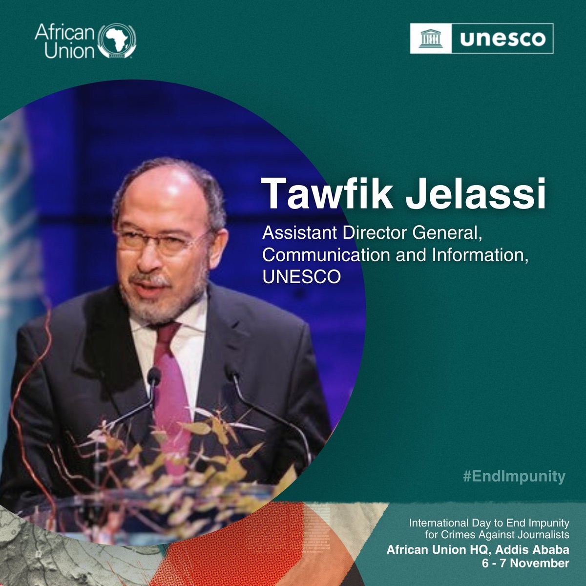 UNESCO_Addis's tweet photo. 📢 5 days to go until the Int'l Day to End Impunity for Crimes Against Journalists Global Conference!

⏰ Last day to register online! Don’t miss out: https://t.co/dwT5ib01XY
Speaker/event details: https://t.co/fmjWDyhQ65
@TawfikJelassi @USUNESCO @mnsanzabaganwa @achpr_cadhp https://t.co/agVhKdq86Q