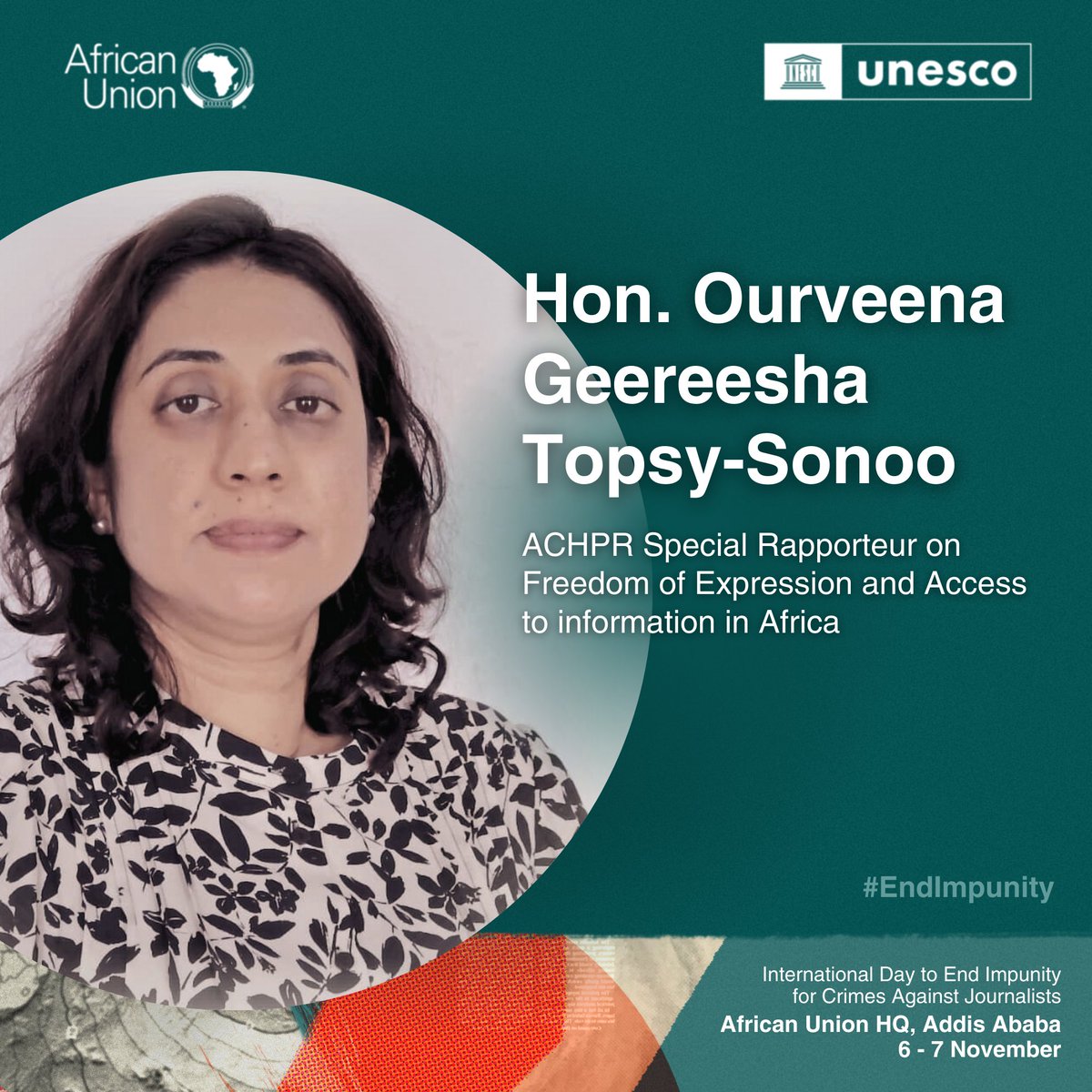 UNESCO to AU,UNECA,Ethiopia (@unesco_addis) on Twitter photo 📢 5 days to go until the Int'l Day to End Impunity for Crimes Against Journalists Global Conference!
⏰ Last day to register online! Don’t miss out: shorturl.at/swo0T
Speaker/event details: unesco.org/en/articles/in…
<a href="/TawfikJelassi/">Tawfik Jelassi</a> <a href="/USUNESCO/">U.S. Mission to UNESCO</a> <a href="/mnsanzabaganwa/">Dr Monique Nsanzabaganwa</a> <a href="/achpr_cadhp/">African Commission on Human and Peoples' Rights</a> 📢 5 days to go until the Int'l Day to End Impunity for Crimes Against Journalists Global Conference!
⏰ Last day to register online! Don’t miss out: shorturl.at/swo0T
Speaker/event details: unesco.org/en/articles/in…
<a href="/TawfikJelassi/">Tawfik Jelassi</a> <a href="/USUNESCO/">U.S. Mission to UNESCO</a> <a href="/mnsanzabaganwa/">Dr Monique Nsanzabaganwa</a> <a href="/achpr_cadhp/">African Commission on Human and Peoples' Rights</a>