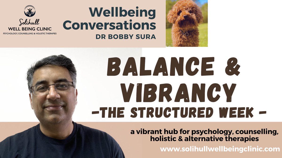 A premier this Saturday 1 Nov 2024 at 09:30am - on 'balance' and 'vibrancy' in mental health, building on a previous video about the Wellness Wheel.  Tune in at:
youtube.com/channel/UCJwWw…

#solihullwellbeingclinic #wellbeingconversations #vibrance #balancedlife #mentalwellness