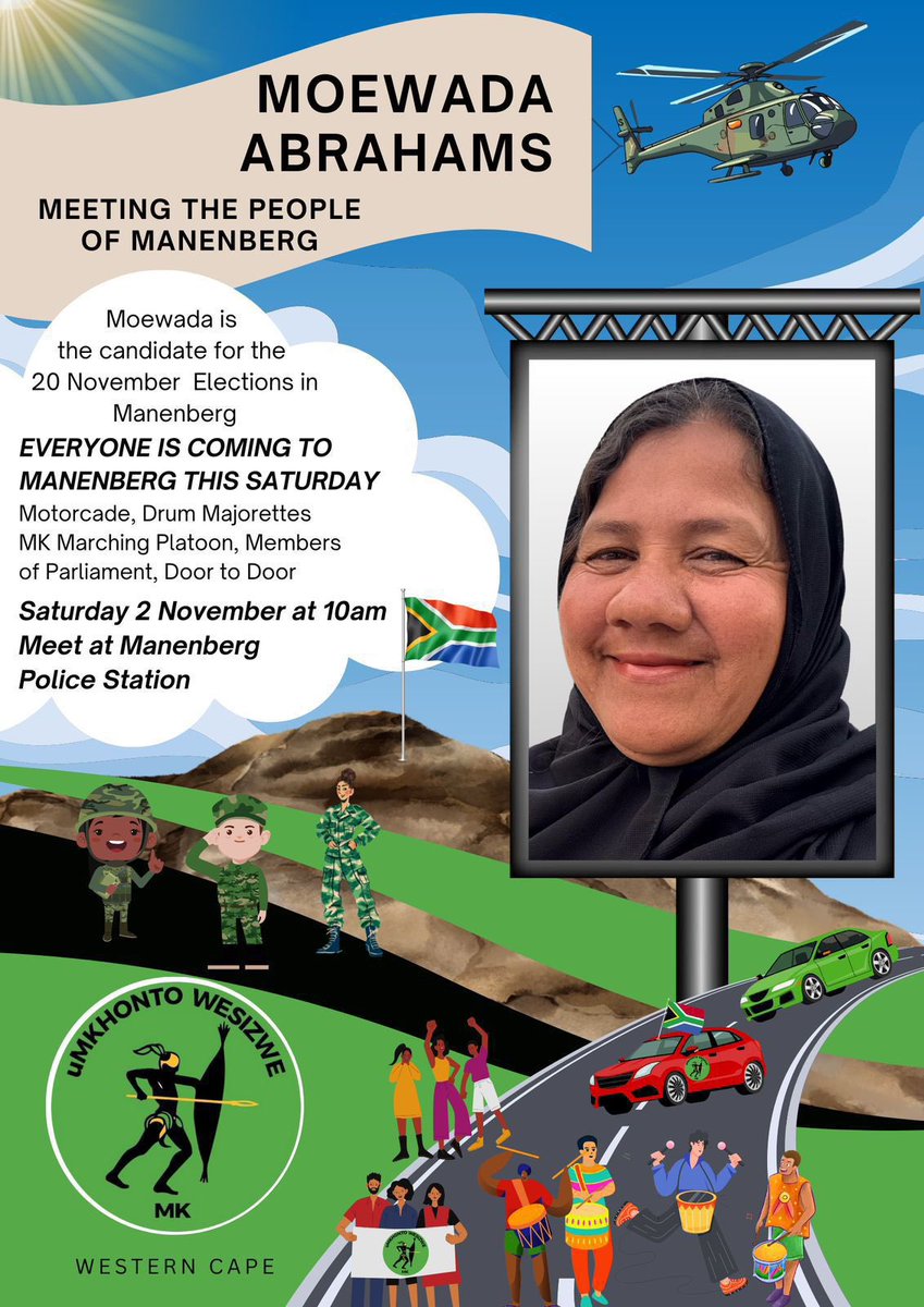 MKWesternCape's tweet photo. All roads lead to ward 30 by-elections campaign tomorrow. If you are around please do join us. ๐๐ค
#MK #GwazaMkhontoGwaza #WesternCape #Manenberg https://t.co/Mizm2Jttaa