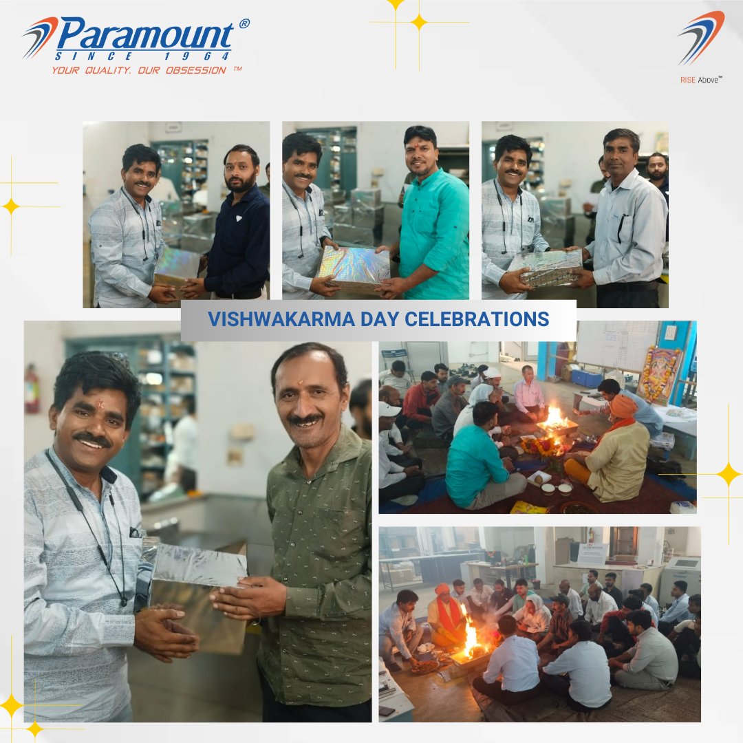 Paramount1964's tweet photo. Honoring Lord Vishwakarma with Devotion and Gratitude! Celebrating the spirit of Craftsmanship, Unity, and Hard work with a Special Pooja and
Gift-Giving for our incredible factory family. 🙏✨
#VishwakarmaDay #ParamountInstruments #TogetherWeBuild https://t.co/mfBiNWInQX