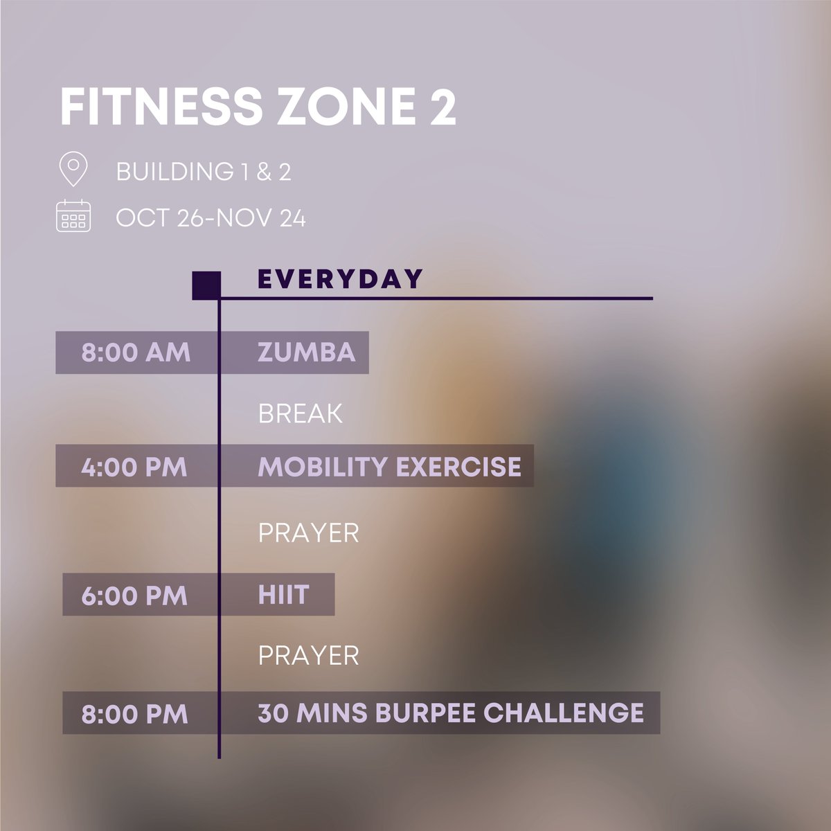 Amp up your 30x30 with our fitness zones at #DubaiMediaCity. Swipe to see timings, locations and more. See you there! 🏋️‍♀️