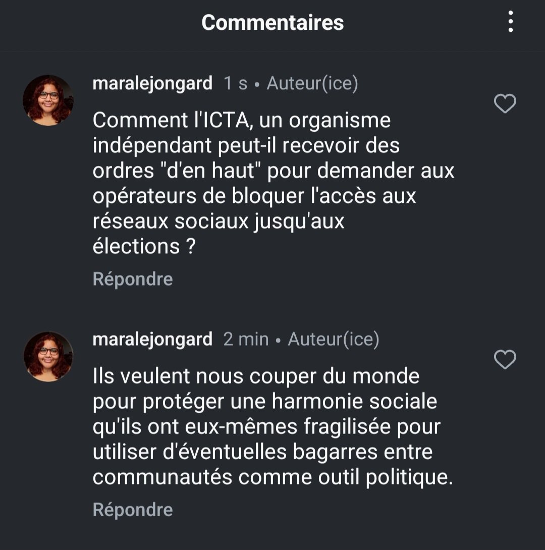 maralejongard's tweet photo. Pour l'instant l'accès à Facebook et Youtube sont bloqués, rendant l'accès aux médias indépendants difficile.

At the moment, access to Facebook and have been blocked, making access to independent medias/information difficult.

#Mauritius https://t.co/kgmGn8ixFo