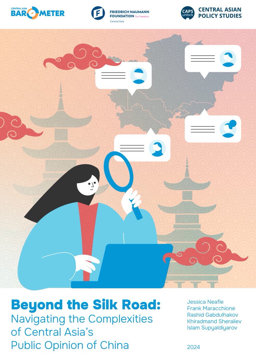 I'm happy to share the fruit of months of work. The report "Beyond the Silk Road" provides a first analysis of 14 waves of public opinion surveys on #China in #CentralAsia (Kyrgyzstan, Kazakhstan, Turkmenistan and Uzbekistan, over seven years (2017-2023).

ca-barometer.org/en/publication…