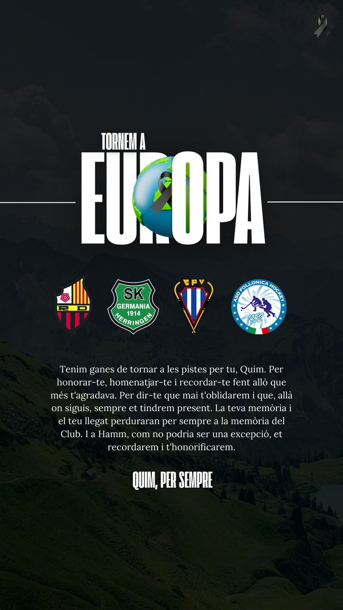 A 𝐄𝐔𝐑𝐎𝐏𝐀 ens hi acompanyaras tu, Quim 🌎 

🔜 Comença la ronda prèvia de la Champions League de la WSE

🇩🇪 Hamm (Alemanya). 
🆚 Germania Herringen; CP Voltregà i Follonica Hockey. 

📺 TOTS els partits es podran veure 𝐞𝐧 𝐝𝐢𝐫𝐞𝐜𝐭𝐞 per World Skate TV.