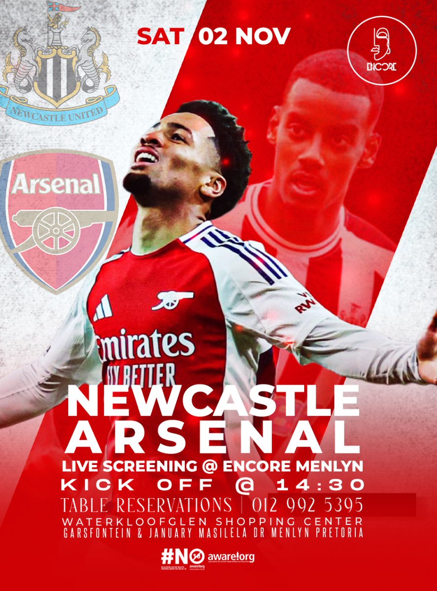 ArsenalSA's tweet photo. Next up.We make our way to Newcastle for a early kick off on Saturday 

Don't forget to catch the game at the following
Arsenal South Africa official branches to show support for the
Arsenal

Coppers Craft Bar and Grill
Bossa Bedfordview
Encore.Menlyn

#coyg #arsenal #arsenalsa https://t.co/LQmfi11OpJ