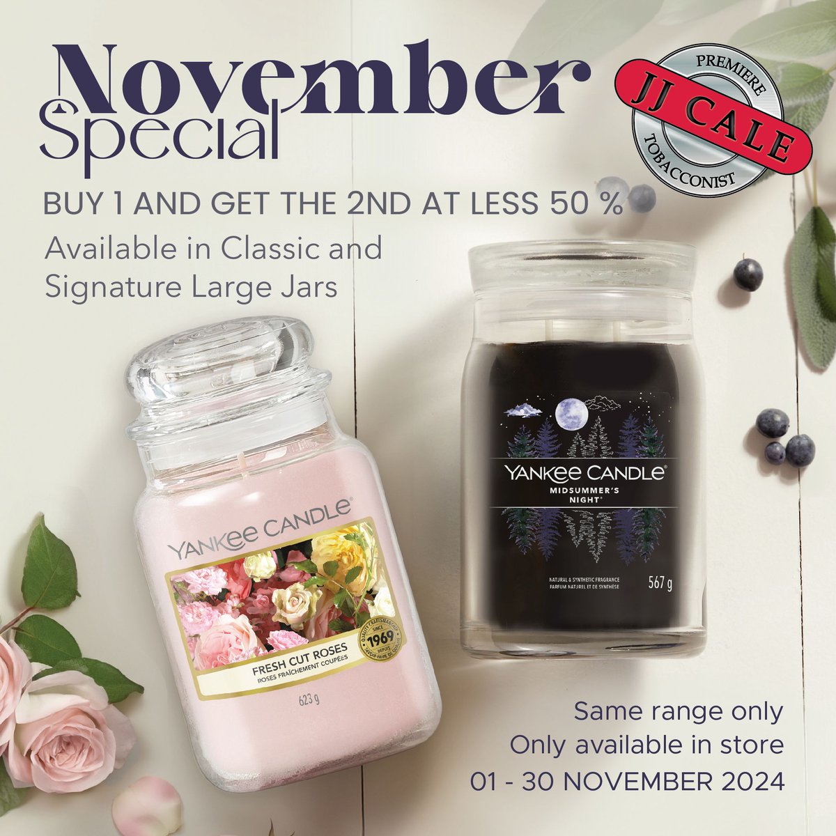MelroseArch's tweet image. The November promotion is here! Purchase two Large Yankee Candles and get 50% off on your second candle (only within the same collection). Available in both Classic and Signature Large Jars. Offer valid while supplies last! #shopping #scentedcandles #yankeecandle #MelroseArch