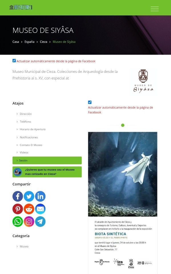 El Museo de Siyāsa ya está en museums1.com. Para ver nuestras novedades de actividad no hace falta que pertenezcas a ninguna red social:
museums1.com/ES/Cieza/96746… #museodesiyasa #cieza #exposiciones #AyuntamientodeCieza #arqueologia #andalusi <a href="/JoaquinSalmeron/">Joaquín SalmerónJuan</a>