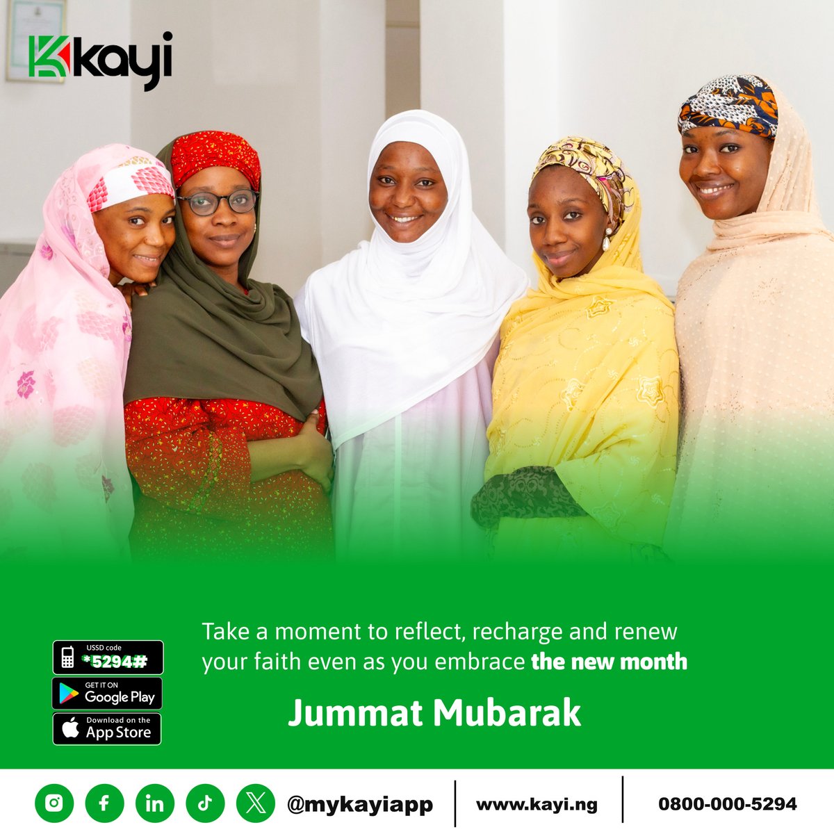 mykayiapp's tweet photo. Jummat Mubarak! Take a moment today to reflect, recharge, and renew your faith. Wishing you peace, blessings, and prosperity in the new month from all of us at Kayi.
#Jummatmubarak
#BeyondBanking
#Mykayiapp
#Kayiway
#Digitalbanking https://t.co/TiZMsEc8Rs