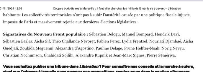 sebbarles's tweet photo. 🔴 Nous avons signé avec @mbompard @hendrik_davi @sebastiendelogu et 17 éluEs #NFP de Marseille une tribune dans @libe pour dénoncer la saignée austéritaire du budget à venir qui pénalise en premier lieu les collectivités, les + précaires et l’écologie✊
👉https://t.co/iEFLIrnhHC https://t.co/HJjzDKXztS