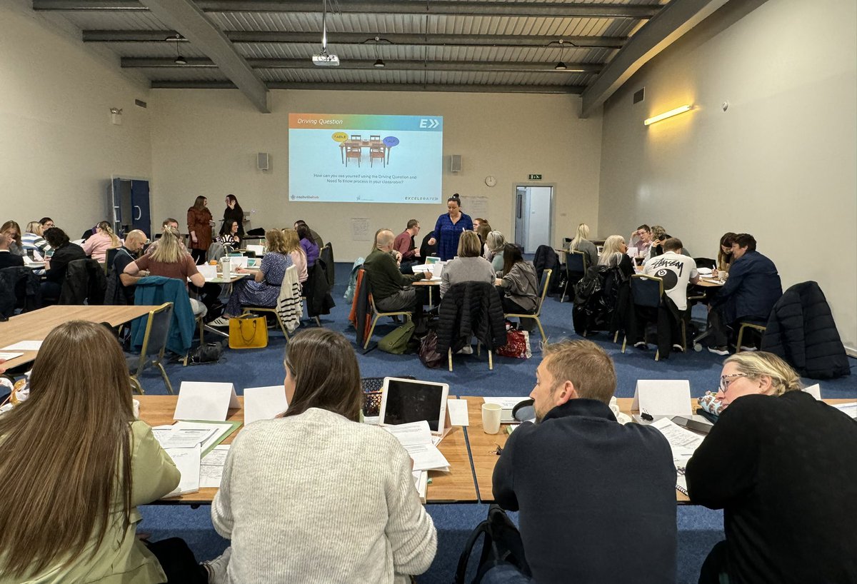 Excelerate_TWF's tweet photo. It is fantastic to see 42 Aberdeen, Aberdeenshire and Angus teachers at today’s #PBL (project-based learning) event at @curlaberdeen 

We will cover everything from question formation techniques to key project design considerations. https://t.co/z5UrSmc212