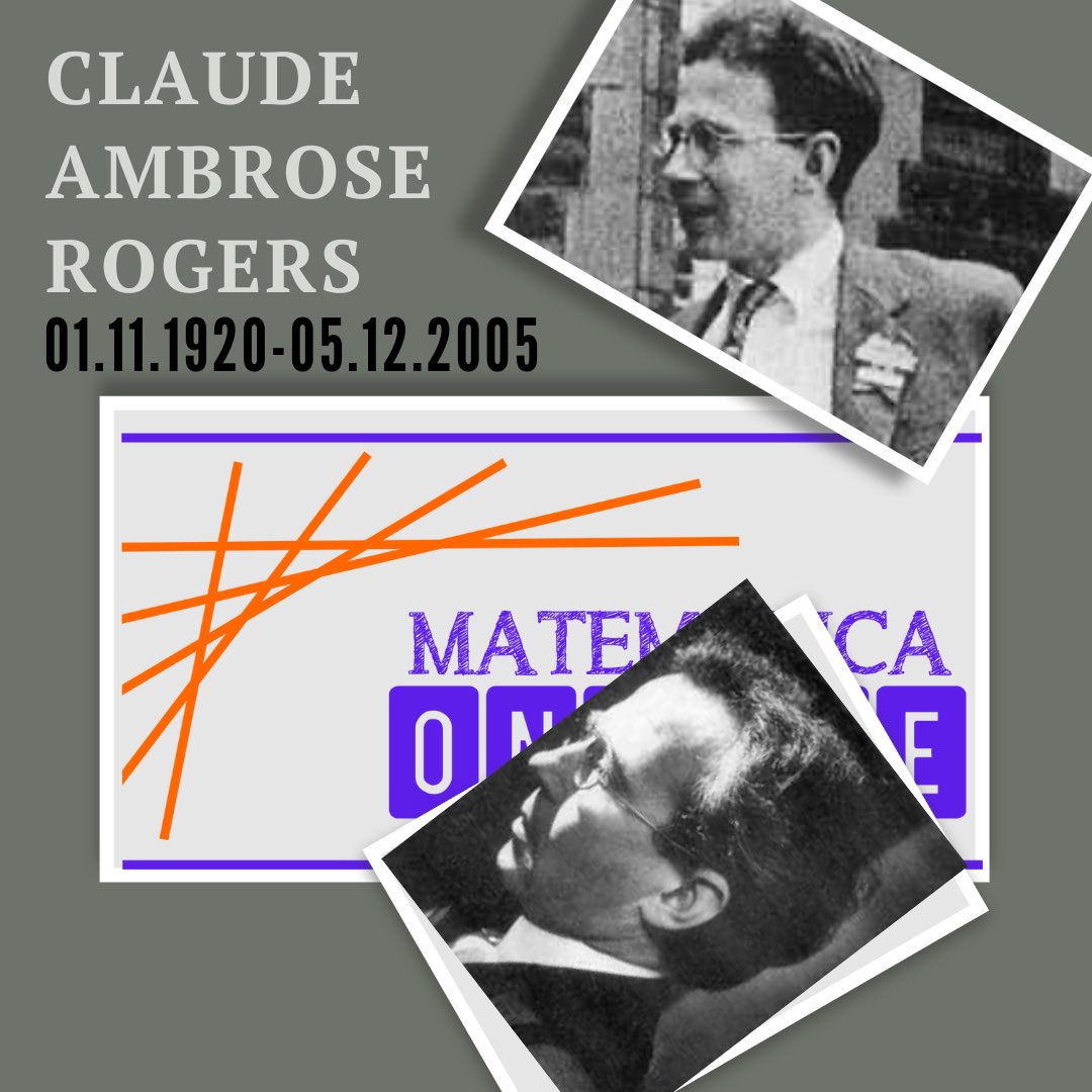 matematiconline's tweet photo. 📚 matemático do dia 👈

Claude Ambrose Rogers
01.11.1920 - 05.12.2005

Matemático inglês, celebramos hoje o nascimento deste matemático que escreveu extensamente em análise e geometria. 😀

#math #nunorosario #mathshistory #historiadamatematica #mathematiciansbornonthisday https://t.co/aF4NZMyg94