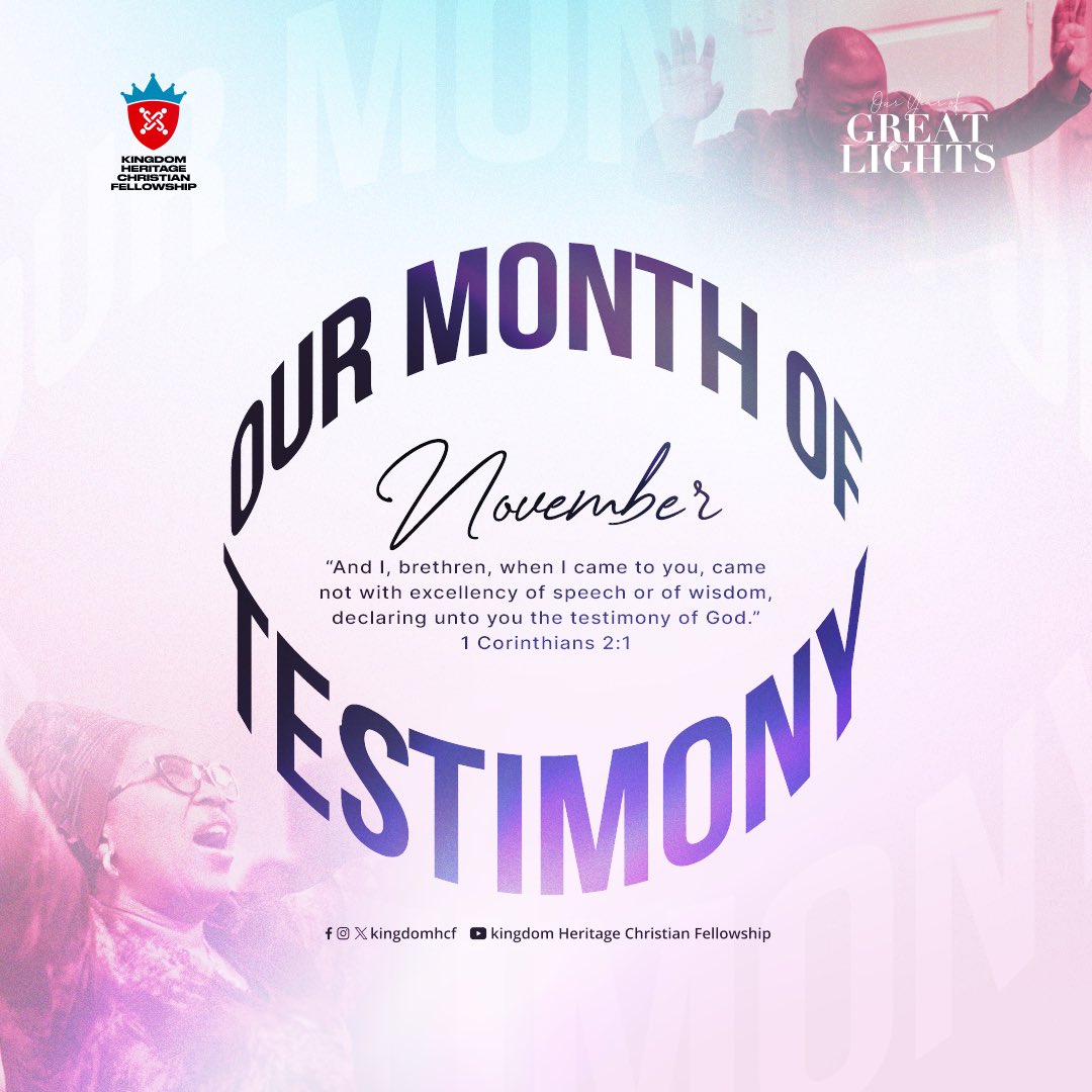 KingdomHCF's tweet photo. It is our MONTH OF TESTIMONY ❤️

“And I, brethren, when I came to you, came not with excellency of speech or of wisdom, declaring unto you the testimony of God.”

1 Corinthians 2:1 KJV
-
#khcf #newmonth #testimony https://t.co/yzwpAxnYy9