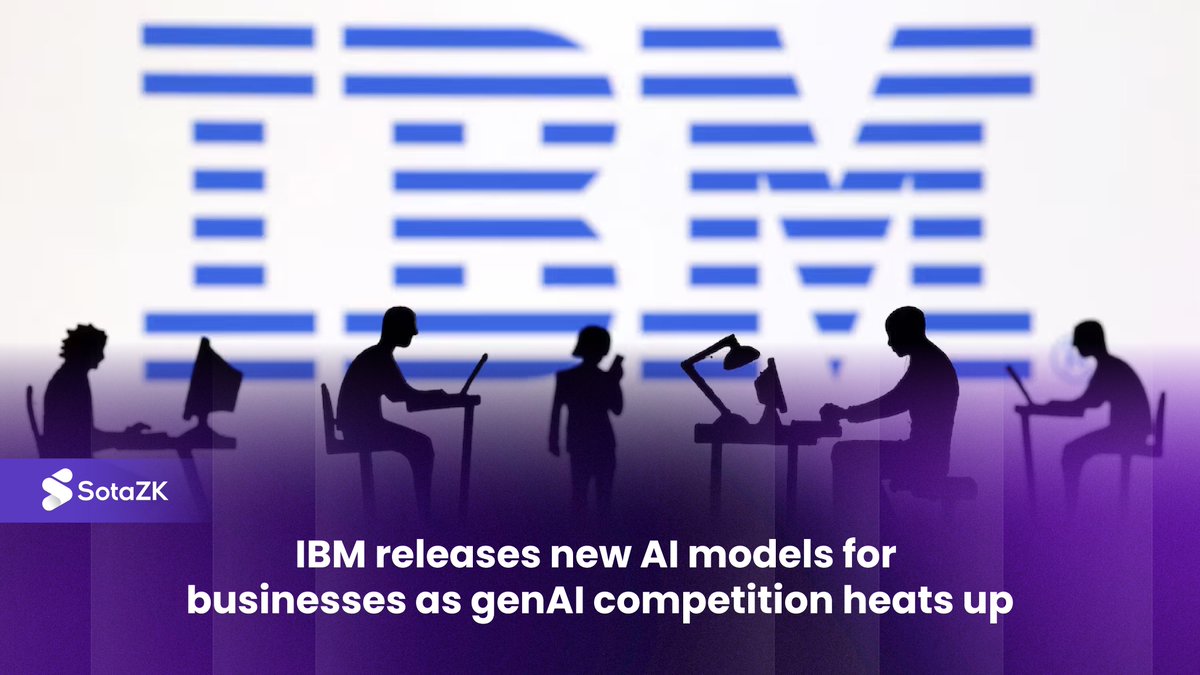 sotazkp's tweet photo. IBM released the latest version of its artificial intelligence models catered towards businesses on Monday, looking to capitalize on the surge in enterprises adopting generative AI technology. https://t.co/xWQqUdrfbR