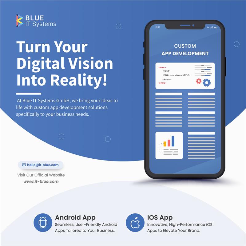 BlueITSystems's tweet photo. Bring Your Digital Ideas to Life with Blue IT Systems GmbH! 
 Whether launching a new platform or optimizing an existing one, our expert team is here to deliver seamless integration and powerful results. 
https://t.co/qbEOqwpdEc

#AppDevelopment #CustomApps #SoftwareDevelopment https://t.co/rBWVCM4jTh
