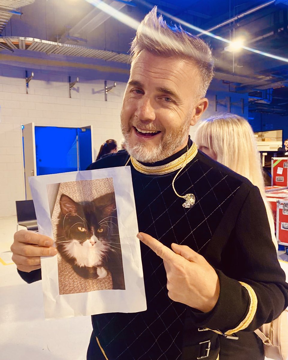 helenreddaway's tweet photo. @takethat Our kitten Gary Barlow meeting #garybarlow in Perth.  She loves her name. Thank you human Gary for being such a good sport. https://t.co/G7f7nBI1TR