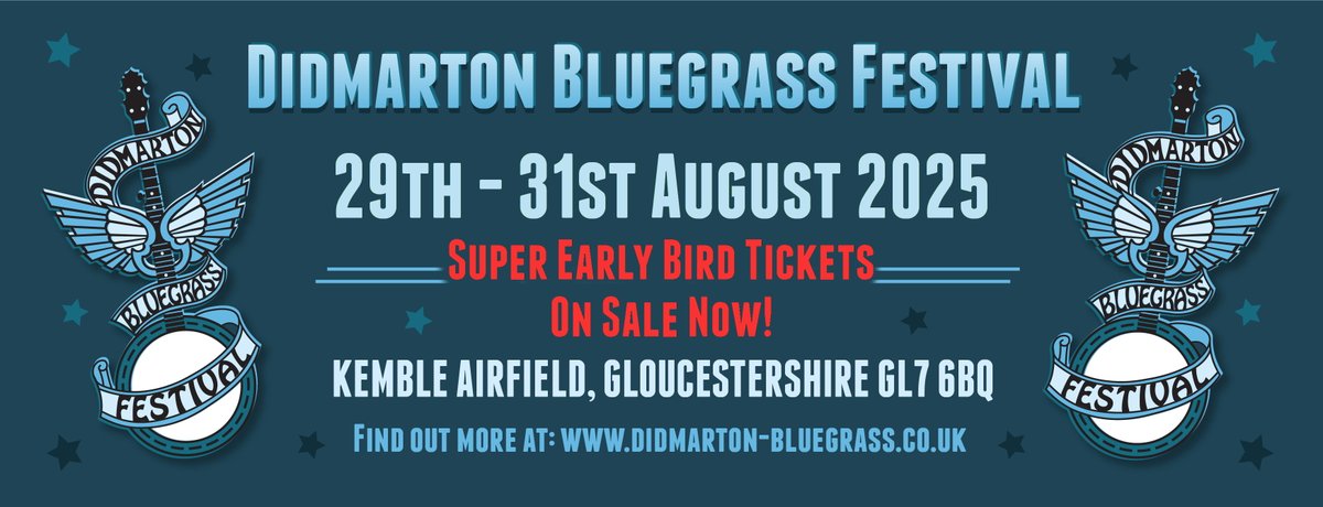 Good morning everyone, we are delighted to announce that Super Early Bird tickets are now on sale! Come grab a bargain and start planning for Didmarton 2025! 😁
didmarton-bluegrass.co.uk/tickets-2025/