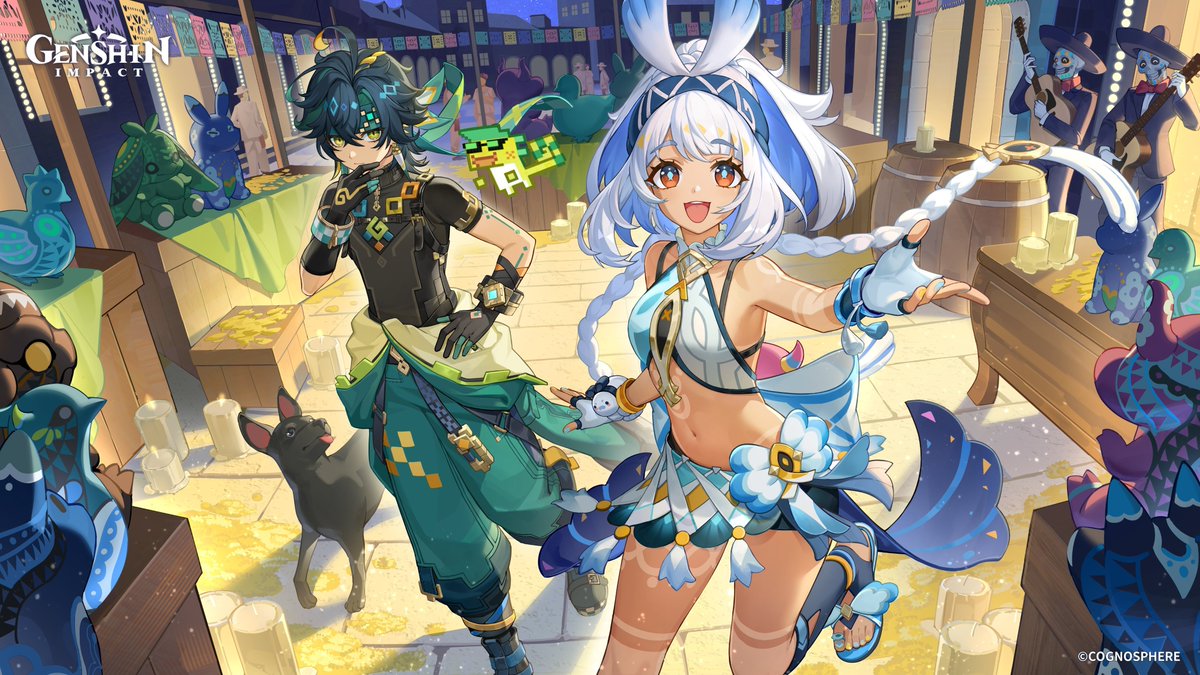 Kinich and Mualani for Dia de muertos!