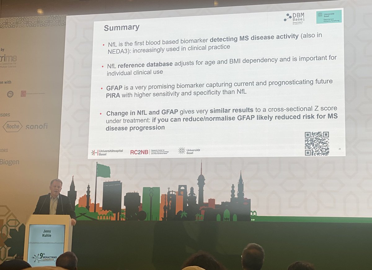 In 9th. MENACTRIMS today in Jeddah KSA @ThINk_Basel  and <a href="/JensKuhle/">Jens Kuhle</a> enlighten us about biomarkers in MS. #MENACTRIMS #MS #Biomarker