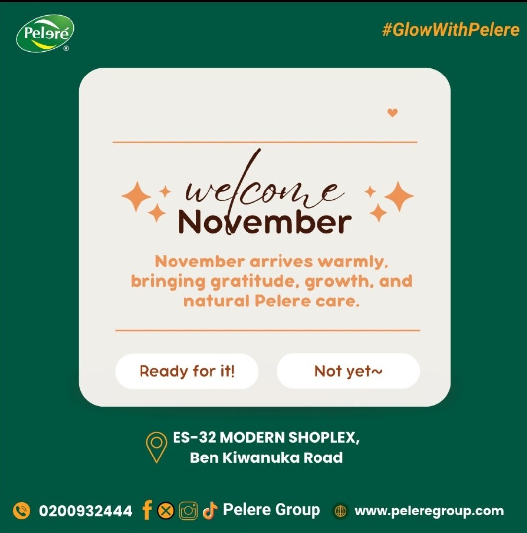 Hello, November! 

Embrace natural beauty and wellness this month with Pelere’s pure, sustainable  beauty products, crafted to nourish you and support our Ugandan farmers. 
#GlowWithPelere
 #EmbraceNaturally