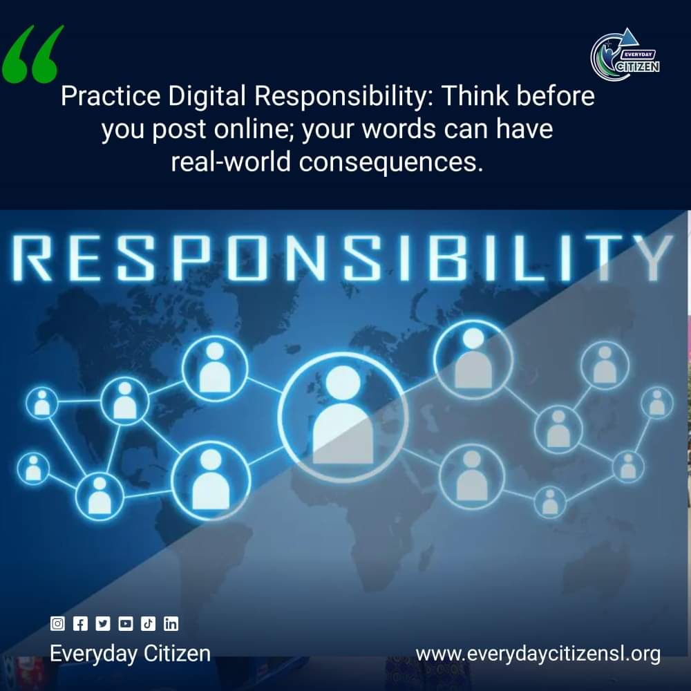 everydaycitize's tweet photo. Think before you post. Your words online can shape the real world in ways you may not realize. Practice digital responsibility—what you share today could have lasting consequences.

 #DigitalResponsibility #ThinkBeforeYouPost #OnlineEtiquette #everydaycitizen #sierrraleone https://t.co/MfH4PWYXdS