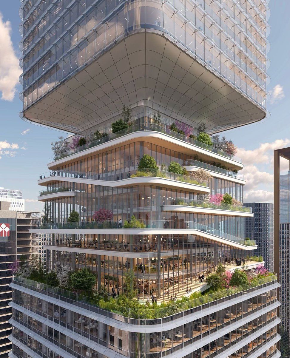 TheB1M's tweet photo. Shenzhen’s latest skyscraper is now officially under construction. Designed by @SOM_Design, the 53-storey CIMC Tower will rise 270-metres above China’s tech capital and feature a planted sky garden carved into its core 🌿

📷 SOM / Atchain https://t.co/5DGoKIguwo