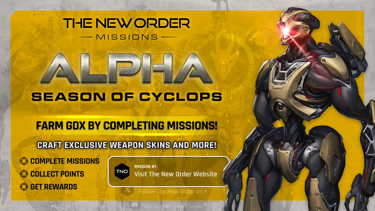 Alpha: Season of the Cyclops has begun!  

Earn GDX and mint limited edition Cyclops-themed skins.   

Face off against the mighty Cyclops in the upcoming playtest!  

Read more 👇