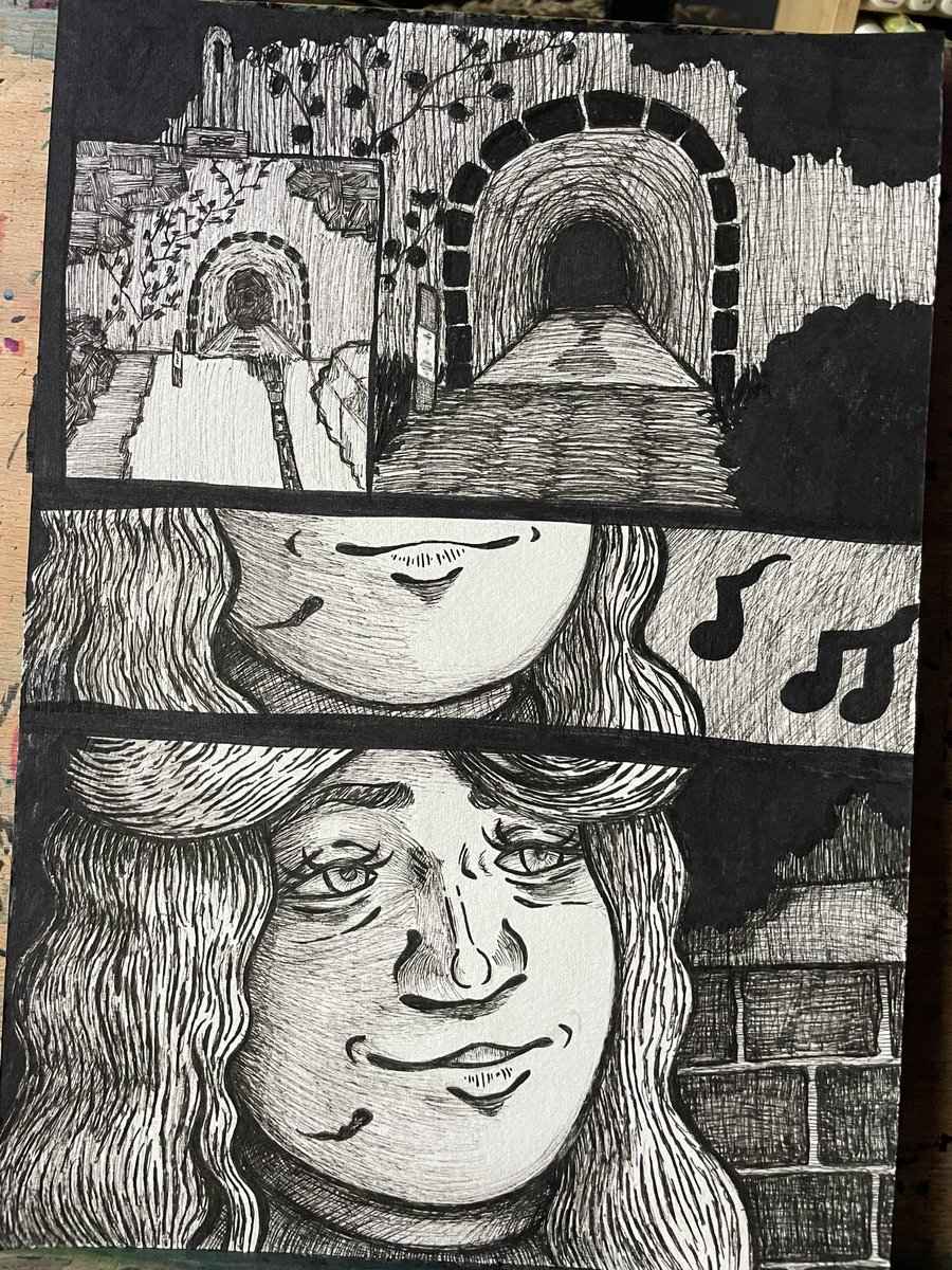 DrMarune's tweet photo. The manga page is done it’s a art training more for my line art mostly but year I like my pretty older Man here wo draw at night he’s art on a creepy place like nothing 

#art #fineliner #mangaart #grimm #oc #Inktober https://t.co/zmaBqLhbHv