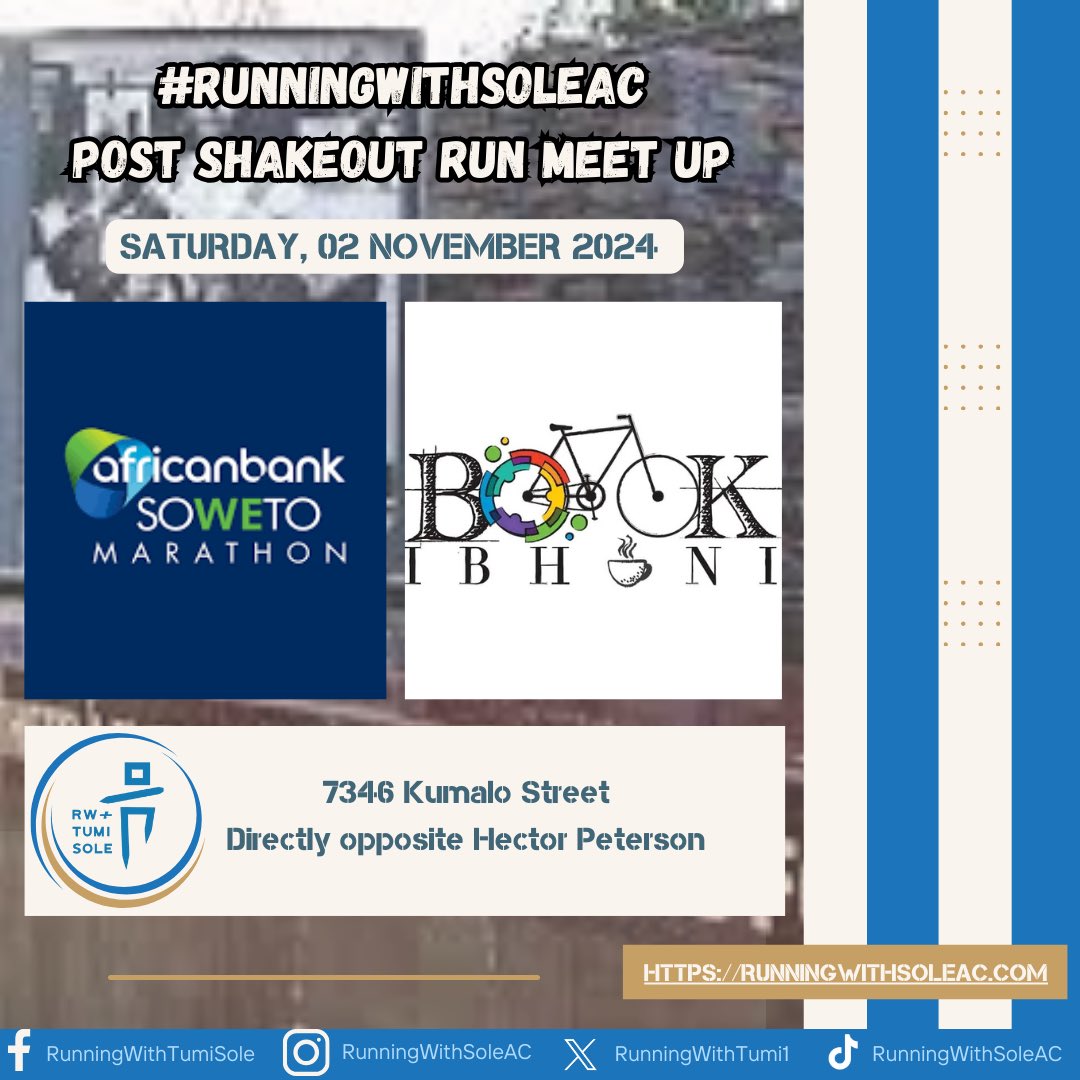 Exciting Announcement! 📢

Join us post the @sowetomarathon shakeout run as we head to a local gem: <a href="/book_ibhoni/">BOOK IBHONI</a> ! ✨If you have any old books that could use a new home, bring them along! Book Ibhoni has a special “book driver” to help deliver donations, supporting their mission