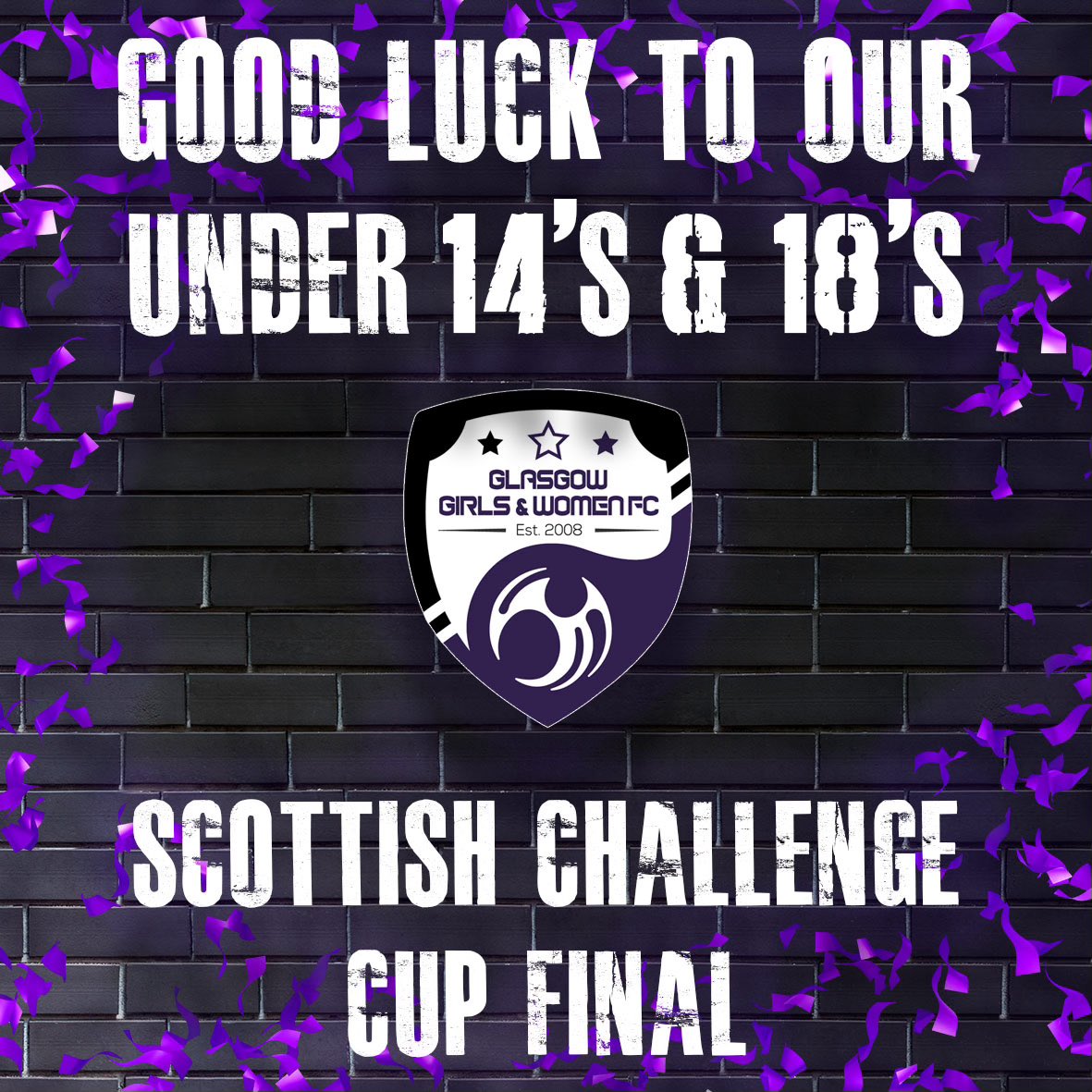 GlasgowGWFC's tweet photo. Challenge Cup Finals 🏆 🏆
~~~~~~~~~~~~~~~~~~
Good luck to both our 14s &amp; 18s in their @ScotWFootball @ScottishPower “Scottish Challenge Cup Finals on Sunday at Ochilview home of Stenhousemuir FC 🏆💜👏🏼 https://t.co/NB1ZIXCnTa