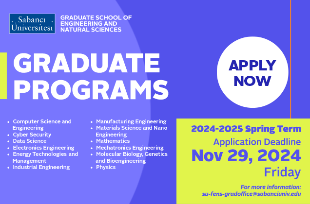 fenssabanci's tweet image. 📣 Call for Graduate Applications! 🎓

Are you ready to take your academic journey to the next level? 🚀

Look no further than Sabancı University’s Graduate School of Engineering and Natural Sciences!

🗓️ Deadline: November 29, 2024
👉 For details: shorturl.at/WRY6w