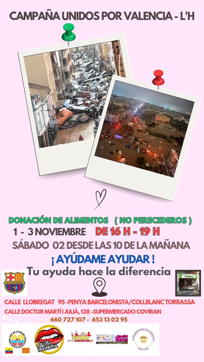 🚨🚨Un llamado a la solidaridad‼️ UNIDOS PODEMOS AYUDAR 💪💪 AYÚDAME AYUDAR - 🆘🆘MUCHAS PERSONAS LO HAN PERDIDO TODO  📣📣TE ESPERAMOS 🇪🇸🇪🇸HOY POR ELLOS MAÑANA POR CUALQUIERA DE NOSOTROS 🙏🙏 🆘🆘🆘 (Alimentos no perecederos ) #NoSonColoresSonPersonas #CadaGranitoCuenta