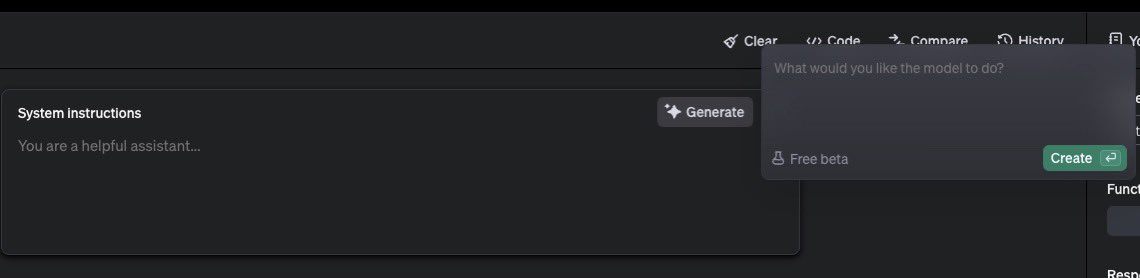 If you’re too lazy to write a prompt, try meta prompting - in OpenAI playground, pick a GPT4 model, click on “Generate”, write 1 sentence to describe the task. Then you get a full length system prompt that can work as the nice first version to iterate on✨ #chatgpt #prompting
